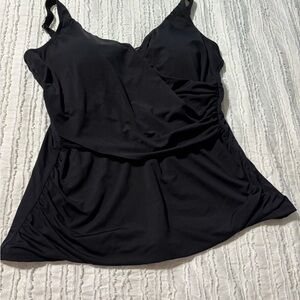 Black Swim Wrap Top